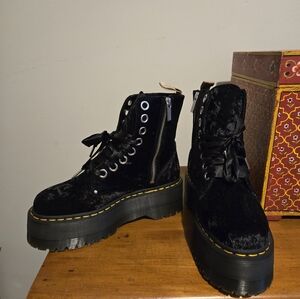 Dr. Martens Vegan Jadon Boot Max Crushed Velvet Platforms